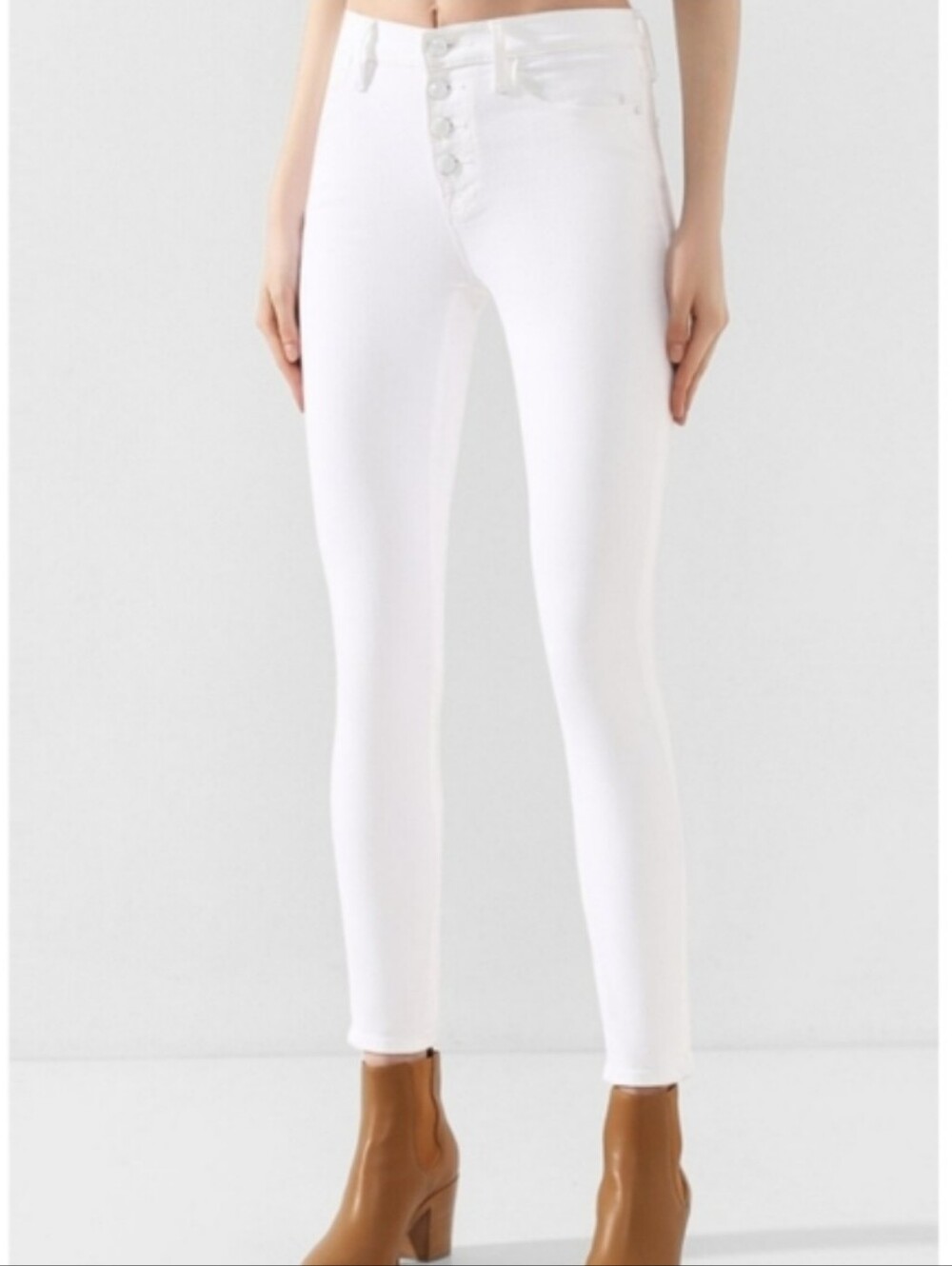 FRAME Le High Skinny Button Fly White Jeans 31